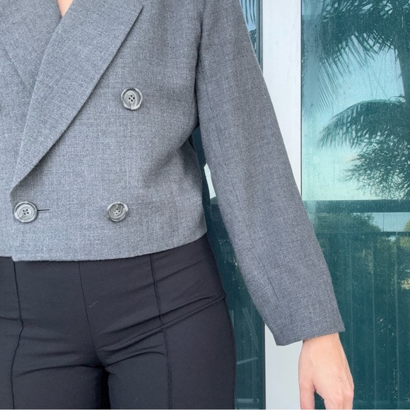Perry Ellis Portfolio Gray Crop Blazer Jacket - Picture 6 of 8